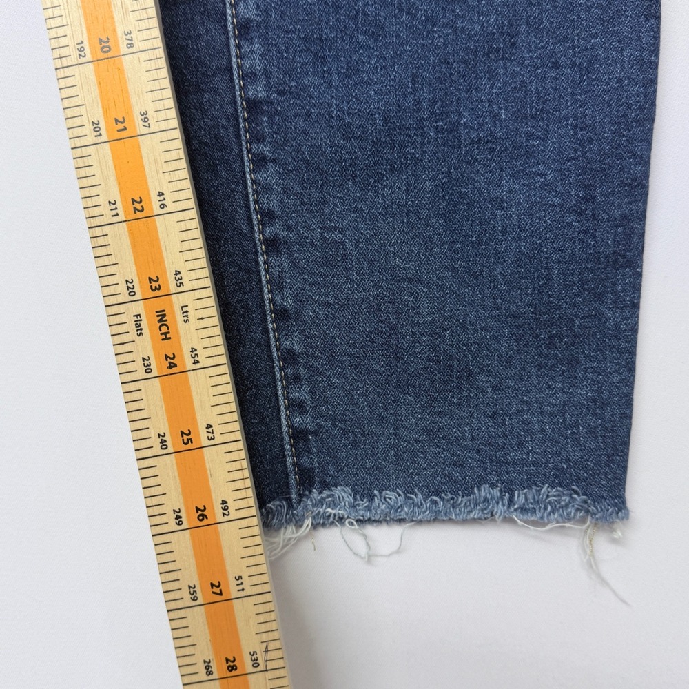 Old Navy OG Straight High Rise Distressed Raw Hem Button Fly Jeans Size 8 - Picture 8 of 9
